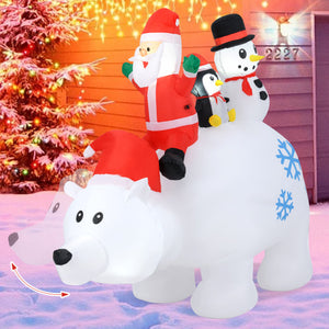 6 Ft Christmas Inflatable with Lights Animated Santa Penguin and Snowman