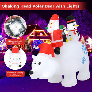 6 Ft Christmas Inflatable with Lights Animated Santa Penguin and Snowman