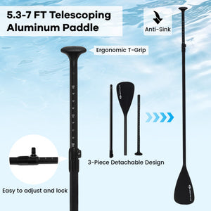 Inflatable Stand up Paddle Board iSUP Board Accessories with 3 Fins and Backpack-L