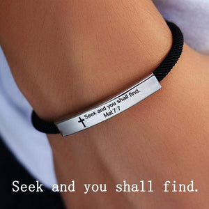 Inspirational Unisex Stainless Steel Pendant Adjustable Bracelet For Men Rope And Steel Bracelet Bangle Women Men Bracelet Motivational Birthday Bangle Friendship Jewelry