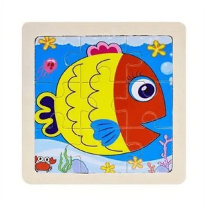 Intelligence Kids Toy Wooden 3D Puzzle Tangram for Children Baby Cartoon Animal , Traffic Puzzles Educational Learning Toys