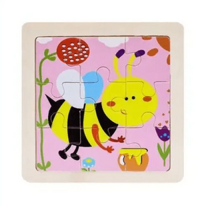 Intelligence Kids Toy Wooden 3D Puzzle Tangram for Children Baby Cartoon Animal , Traffic Puzzles Educational Learning Toys