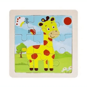Intelligence Kids Toy Wooden 3D Puzzle Tangram for Children Baby Cartoon Animal , Traffic Puzzles Educational Learning Toys