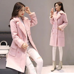 Women's Long Lambswool Coat - Korean Winter Style