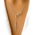Italian Sterling Silver Infinity Cross Lariat Necklace
