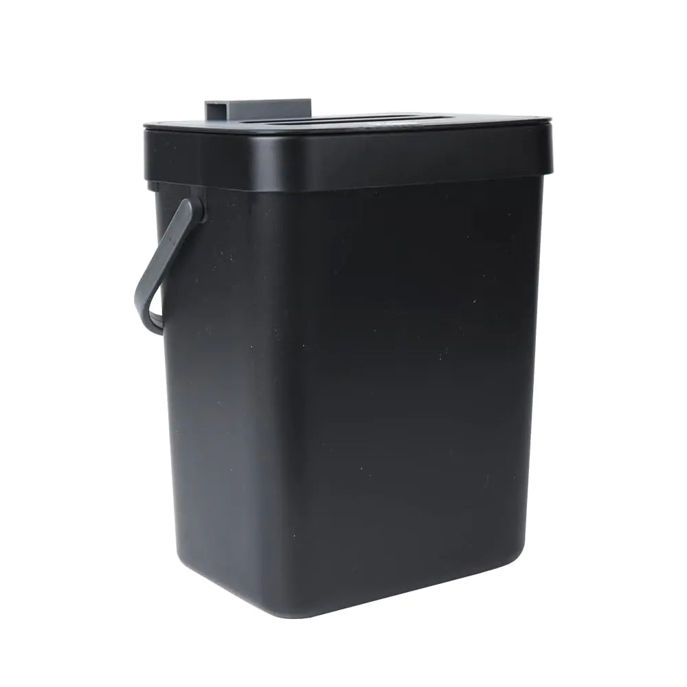 VIGIND Hanging Small Trash Can with Lid Under Sink for Kitchen 5 L/ 1.3 Gallons Plastic Waste BasketFood Waste BinKitchen Compost Bin for Counter TopBathroom/Office (Black)