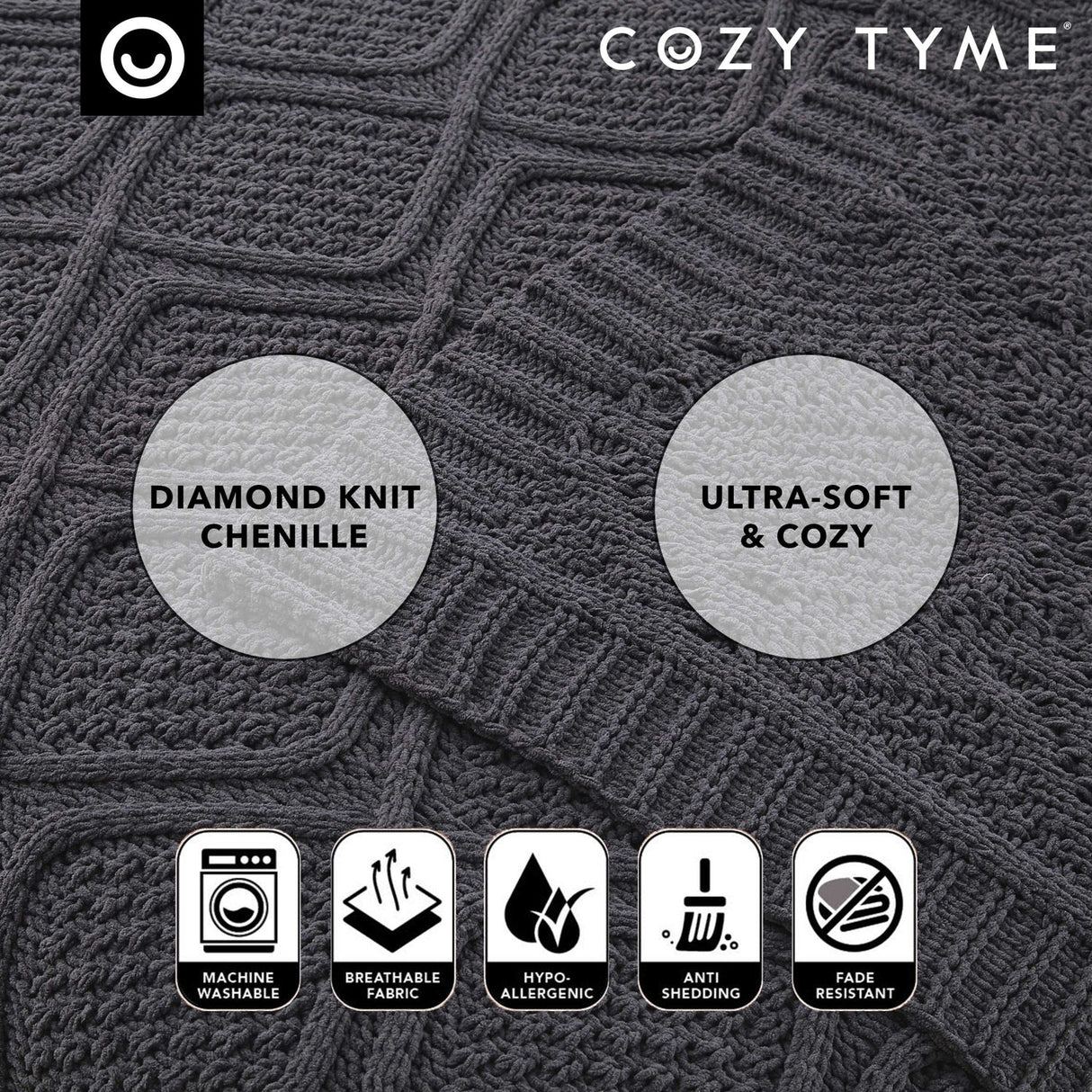 Rosa Chenille Diamond Cable Throw