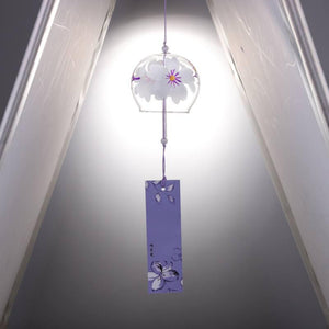 Japan Style Hand-paint Sakura Glass Wind Chimes Creative Gifts Painted Window & Door Hanging Bells Decorations Hanging Wind Chime Pendant Label Chimes Wind Bells Gift For Mom Home