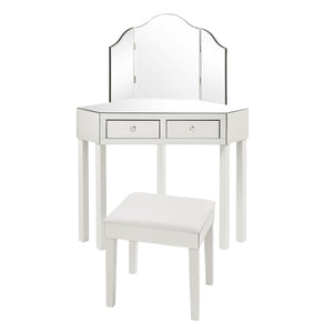 Amaris Mirrored Corner Vanity Set