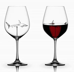 Shark Inside Red Wine Glass