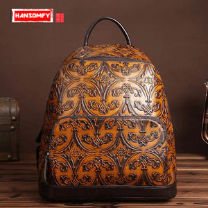 Luxury Retro Genuine Leather Women's Backpack Bag