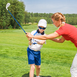 Junior #7 Iron for Kids with Fiberglass Shaft and Headcover-Blue