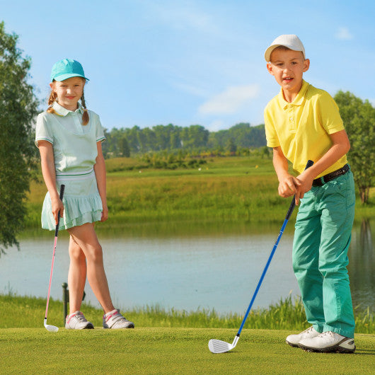 Junior #7 Iron for Kids with Fiberglass Shaft and Headcover-Blue