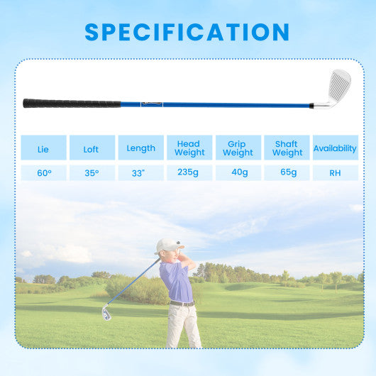 Junior #7 Iron for Kids with Fiberglass Shaft and Headcover-Blue