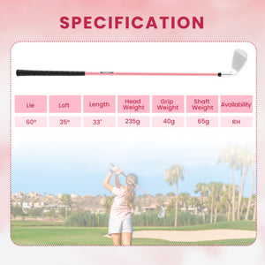 Junior #7 Iron for Kids with Fiberglass Shaft and Headcover-Pink