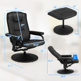 360°Swivel Massage Recliner Chair with Ottoman-Black