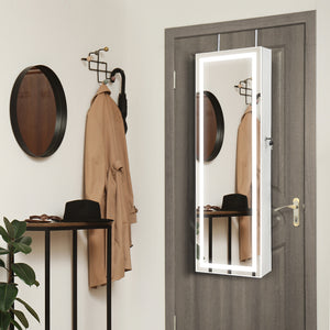 Mirrored Jewelry Armoire with Full Length Mirror and 2 Internal LED Lights-Black