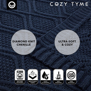 Rosa Chenille Diamond Cable Throw