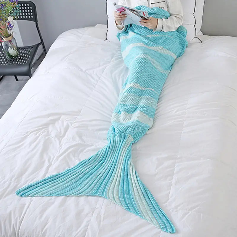 Striped Mermaid Blanket for Office and Living Room