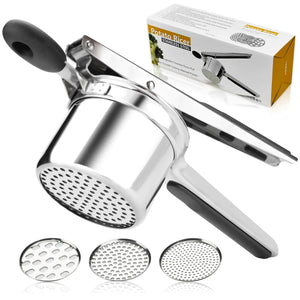 Potato Ricer 3 Interchangeable Discs Heavy Duty Potato Masher and Ricer Kitchen ToolStainless Steel Potato Shredder for Smooth and Fluffy Mashed Potatoes Puree Fruit Juice