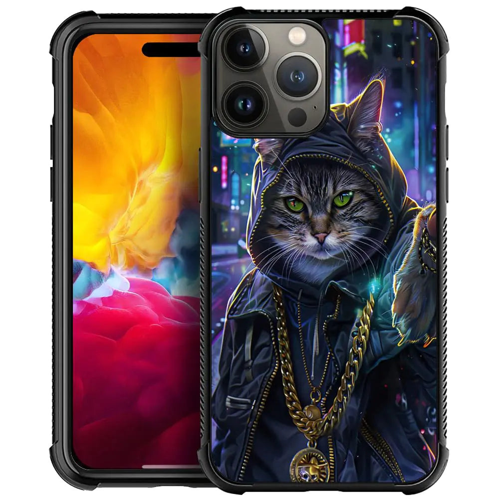ZHEGAILIAN Compatible with iPhone 15 Pro Max CaseCity and Golden Cat for iPhone 15 Pro Max Cases Men BoyDrop Protection Cool Pattern with Soft TPU Bumper Case for iPhone 15 Pro Max Case 6.7-in