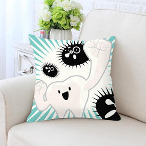 Kids Funny White Teeth Pillow Cover Cartoon Fairies Clean The Tooth Care Treatmen Toothbrush Character Cleaning Velvet Fabric Cushion Cover Decorative Square Cushion Cover Standard Pillow Cases For Home Sofa Bedroom Livingroom 45x45cm