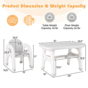 Kids Activity Table and Chair Set with Montessori Toys for Preschool and Kindergarten-Gray
