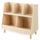 5-Cube Kids Bookshelf and Toy Organizer with Anti-Tipping Kits-Oak