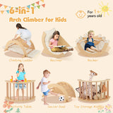 Kids Climbing Arch with Cushion Montessori Arch Climber/Rocker for Toddlers-Beige
