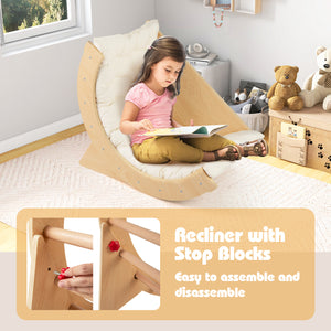 Kids Climbing Arch with Cushion Montessori Arch Climber/Rocker for Toddlers-Beige