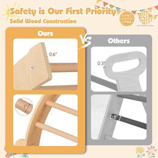 Kids Climbing Arch with Cushion Montessori Arch Climber/Rocker for Toddlers-Beige