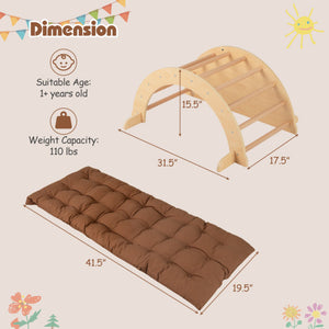 Kids Climbing Arch with Cushion Montessori Arch Climber/Rocker for Toddlers-Coffee