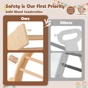 Kids Climbing Arch with Cushion Montessori Arch Climber/Rocker for Toddlers-Coffee