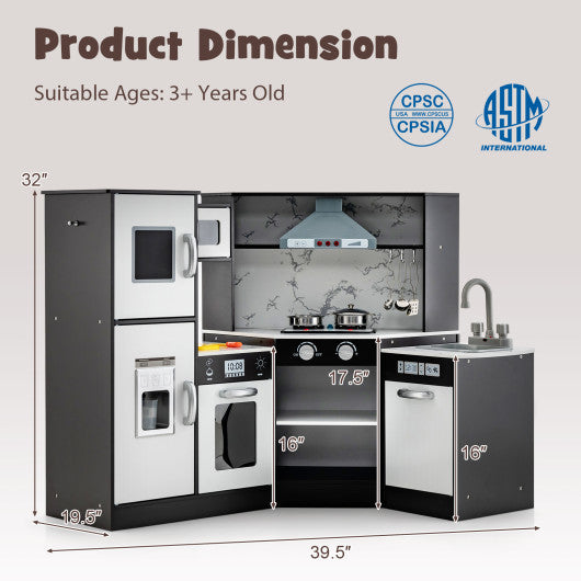 Kids Corner Pretend Kitchen Playset with Separated Washing Basin-Coffee