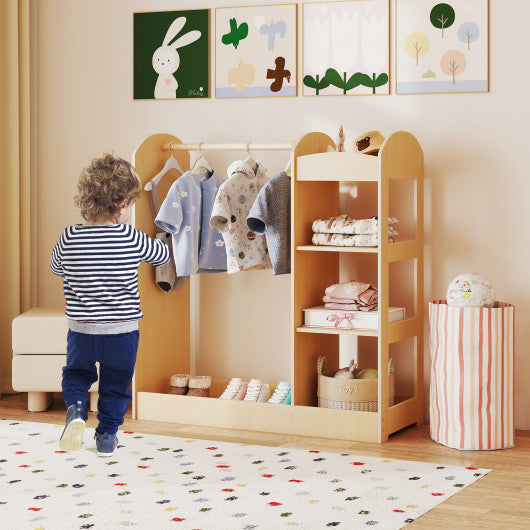 Kids Dress Up Storage with Mirror-Natural