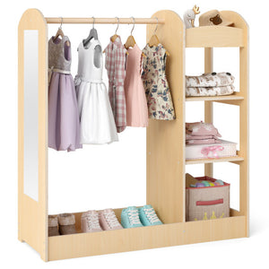 Kids Dress Up Storage with Mirror-Natural