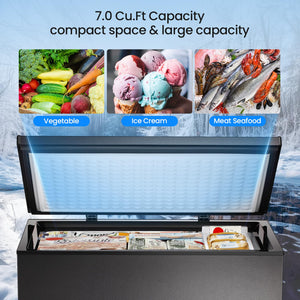 Kismile 7.0/3.5 Cubic Feet Chest Freezer with Removable Basket Free Standing