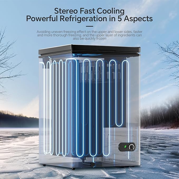 Kismile 7.0/3.5 Cubic Feet Chest Freezer with Removable Basket Free Standing