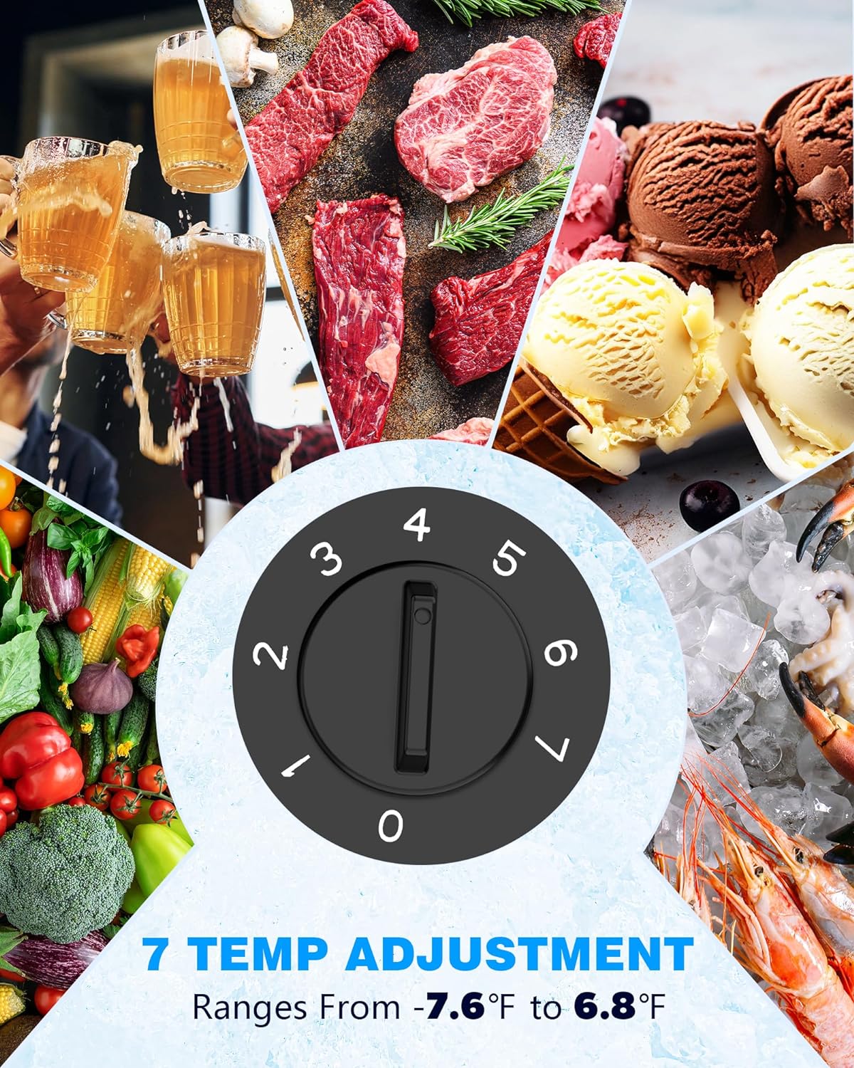 Kismile 7.0/3.5 Cubic Feet Chest Freezer with Removable Basket Free Standing