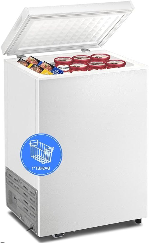Kismile 7.0/3.5 Cubic Feet Chest Freezer with Removable Basket Free Standing