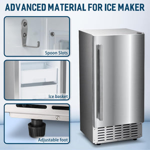 Kismile Commercial Under Counter Built-in Nugget Ice Maker Z5830N