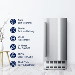 Kismile Commercial Under Counter Built-in Nugget Ice Maker Z5830N