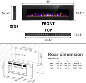 Electric Fireplace Recessed and Wall Mounted,830C3,836C3,842C3,850C3,860C3,868C3