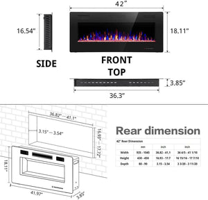 Electric Fireplace Recessed and Wall Mounted,830C3,836C3,842C3,850C3,860C3,868C3