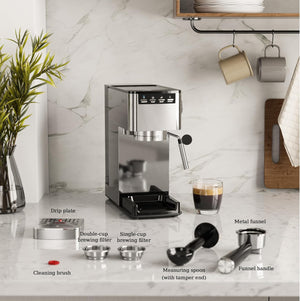 Kismile Espresso Coffee Maker Machine 20 Bar, with Milk Frother Steam Wand CM8032