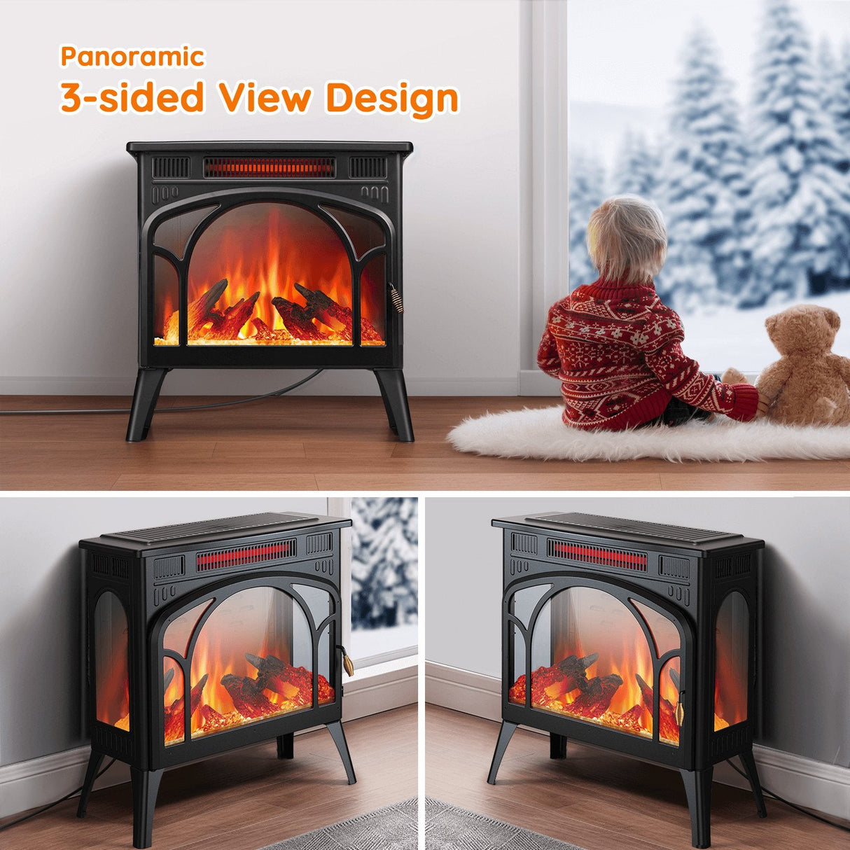 25" Free Standing Electric Fireplace Stove S230CP