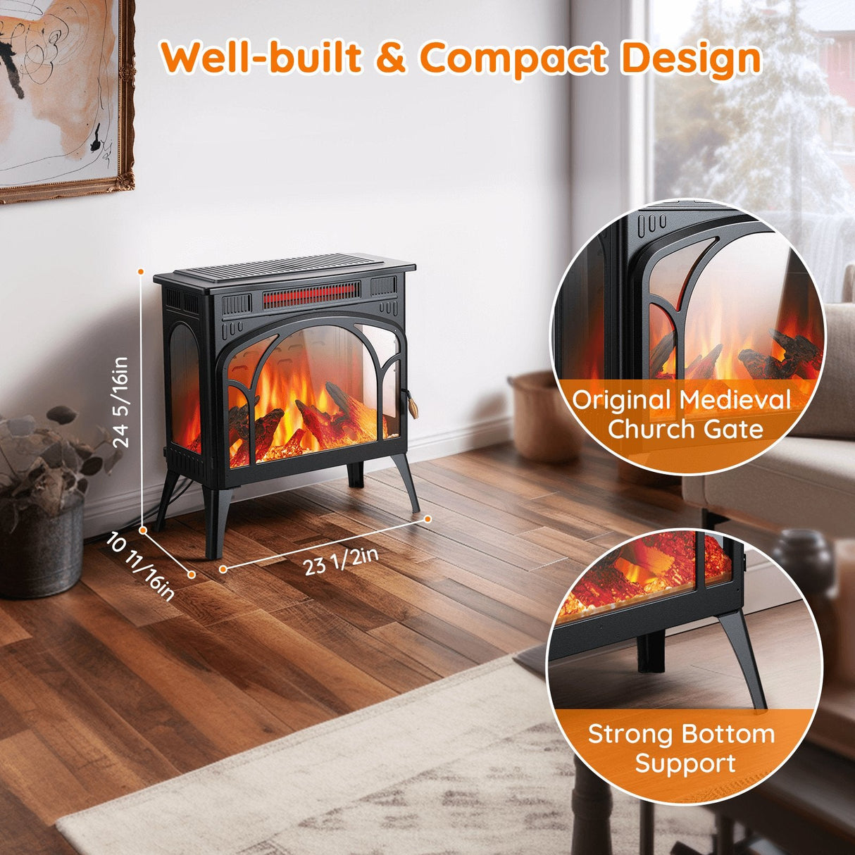 25" Free Standing Electric Fireplace Stove S230CP