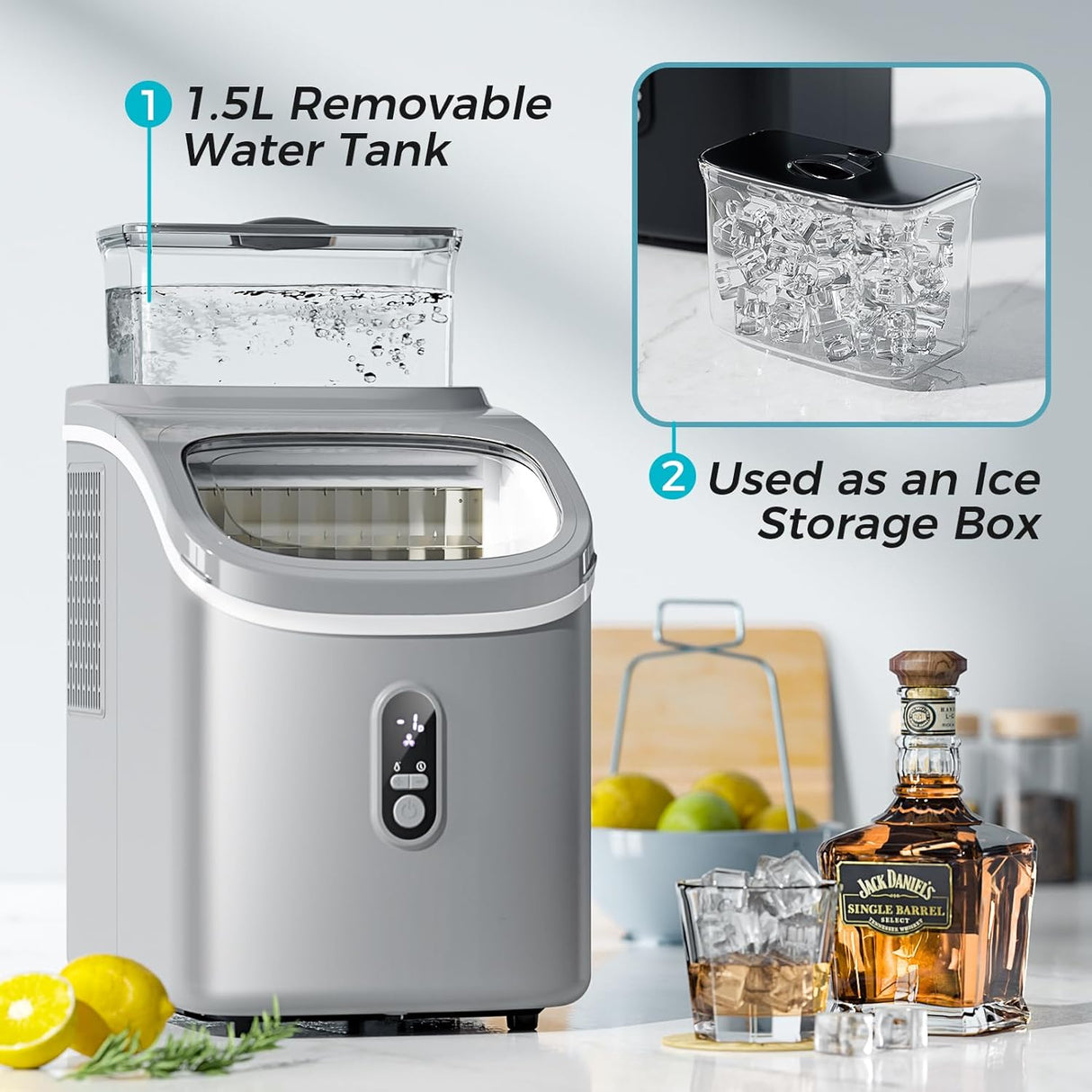 Kismile Ice Maker Countertop, Portable Ice Cube Maker Machine Z5813AF