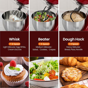 Kismile Stand Mixer, 5.5-Quart Electric Mixer with 12 Speeds CF3715