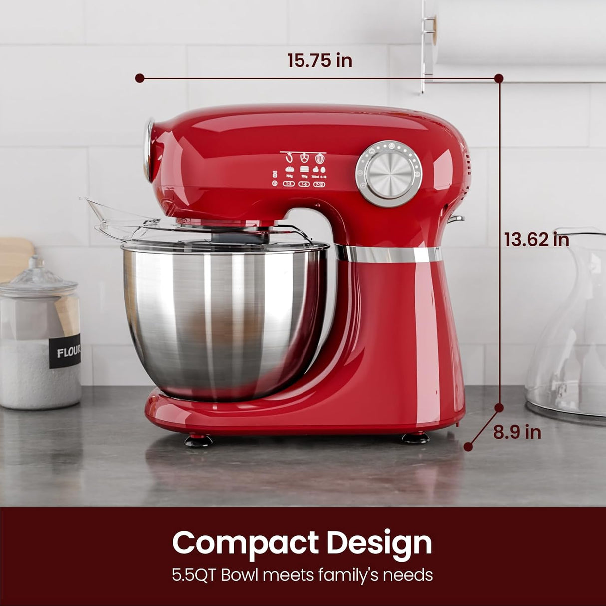 Kismile Stand Mixer, 5.5-Quart Electric Mixer with 12 Speeds CF3715